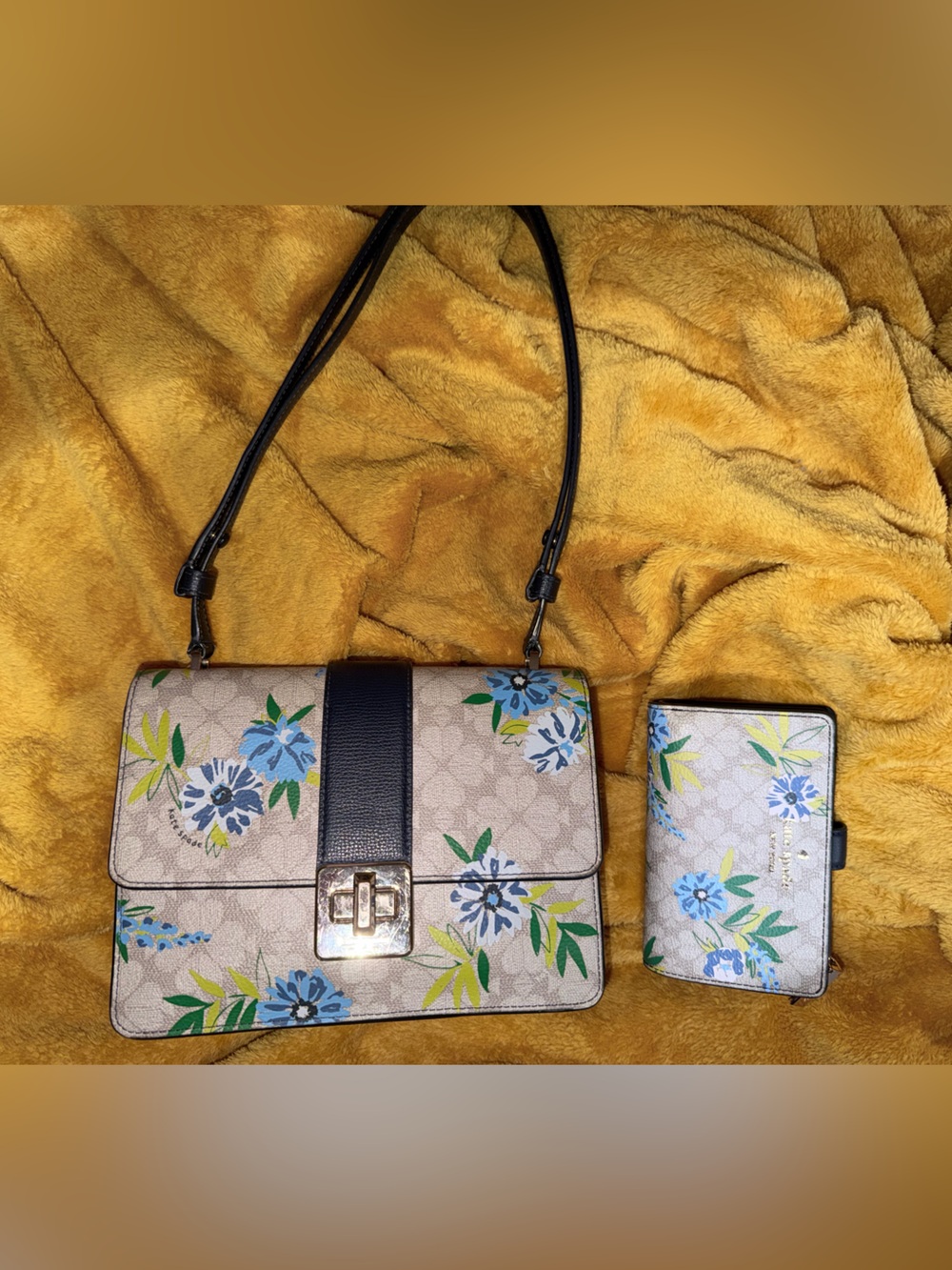 Kate Spade Floral Print Crossbody Bag with Matching Wallet